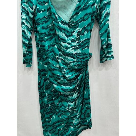 Diane Von Furstenberg Women's Oletta Tiger Faux Wrap Dress Green Black Size 2 - Picture 5 of 12